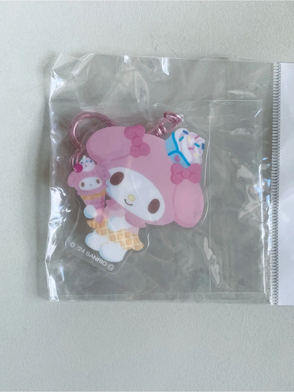 Sanrio Hello Kitty White and Pink Ice Cream Charm Keychain